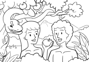 Adam and Eve being tempted