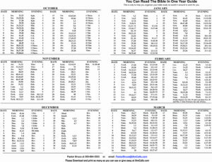 BIBLE READING CALENDAR